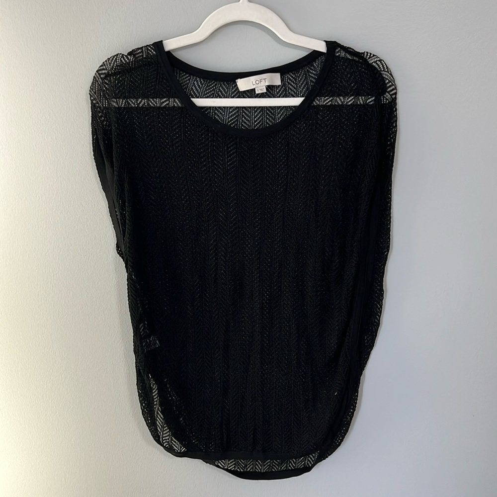 Ann Taylor Loft Sleeveless Black Net Top / Size S